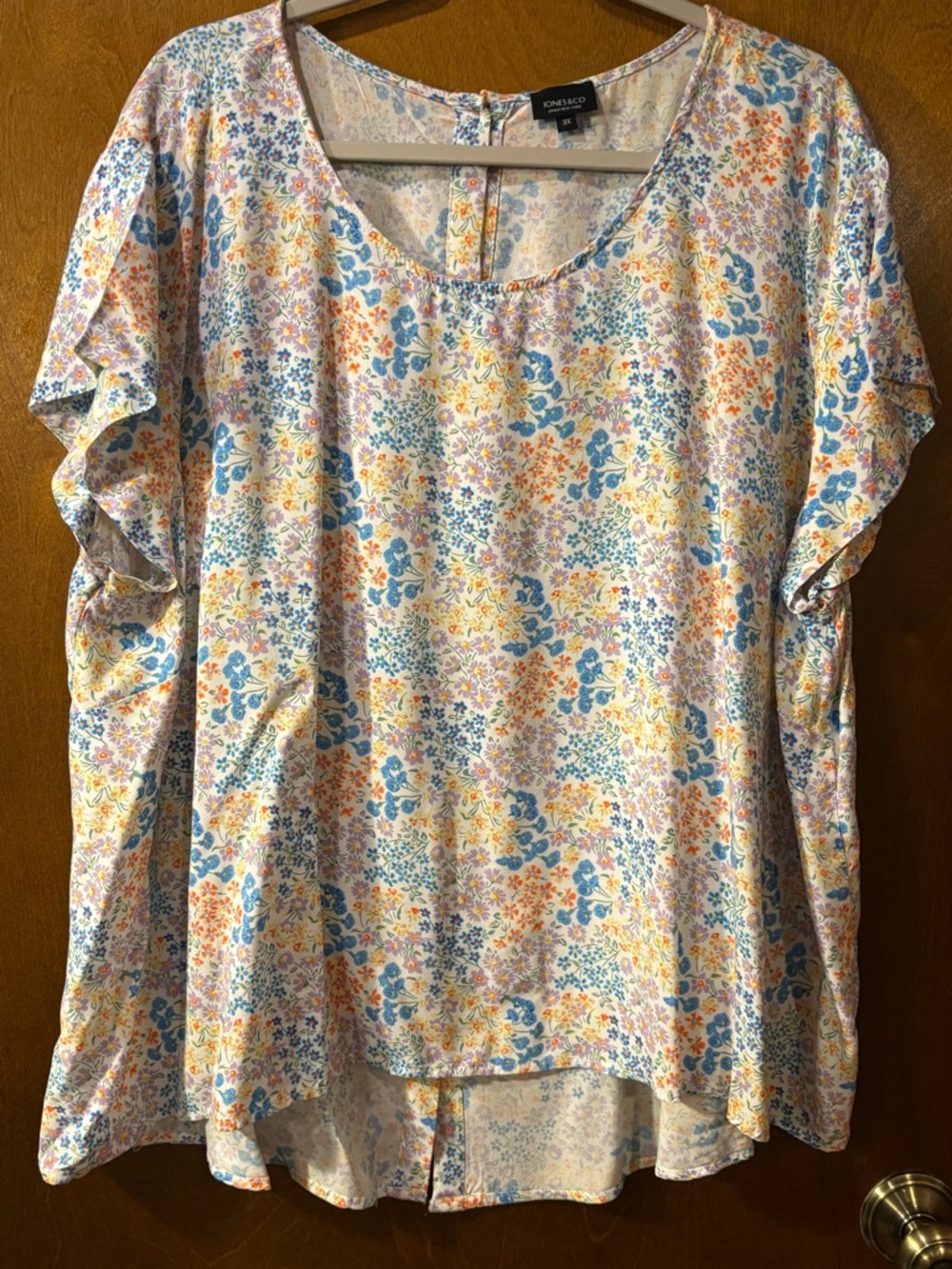 Jones New York Pastel Floral Scoop-Neck Blouse